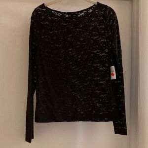 GAP Black Lace Long Sleeve Top